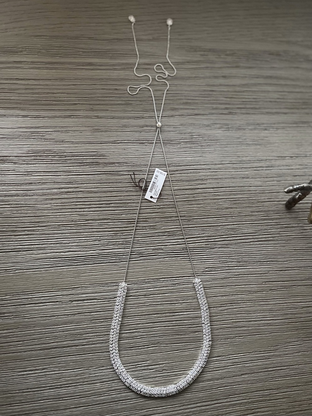 Henri Bendel Silver-Tone Crystal Slider Necklace NWT